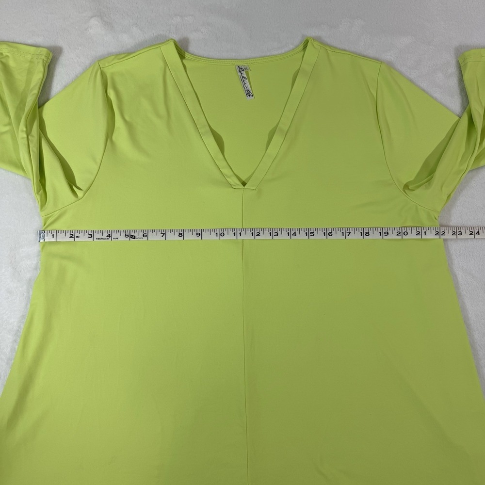 LULU B V-Neck UPF 50+ Blouse Shirt 5083 Nylon Blend Neon Green Women's XL Flaw* - Picture 7 of 8